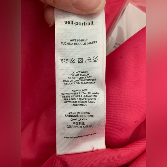 Self Portrait Boucle Tweed Cropped Jacket In Fuschia a pink NWT - Picture 11 of 11